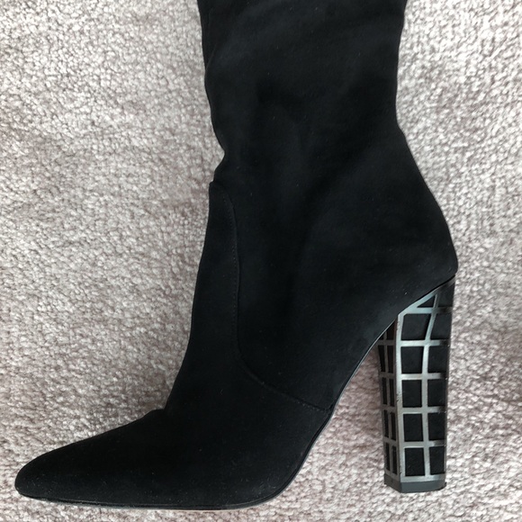 Barely Worn Brian Atwood Black Suede Over The Knee Boots - Picture 2 of 7